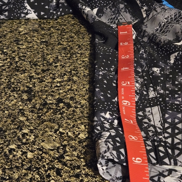 George Men XL (40-42) Black Blue Abstract Patterned 9" Swim Shorts Drawstring - Picture 9 of 9